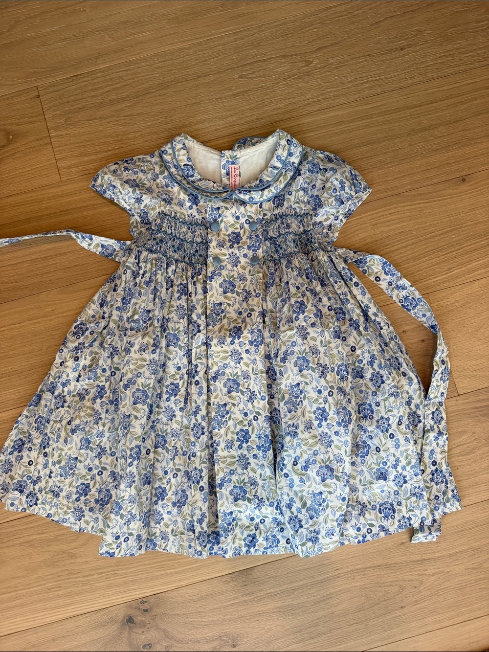 La Coqueta Blue Floral Smocked Kids Dress Size 4T